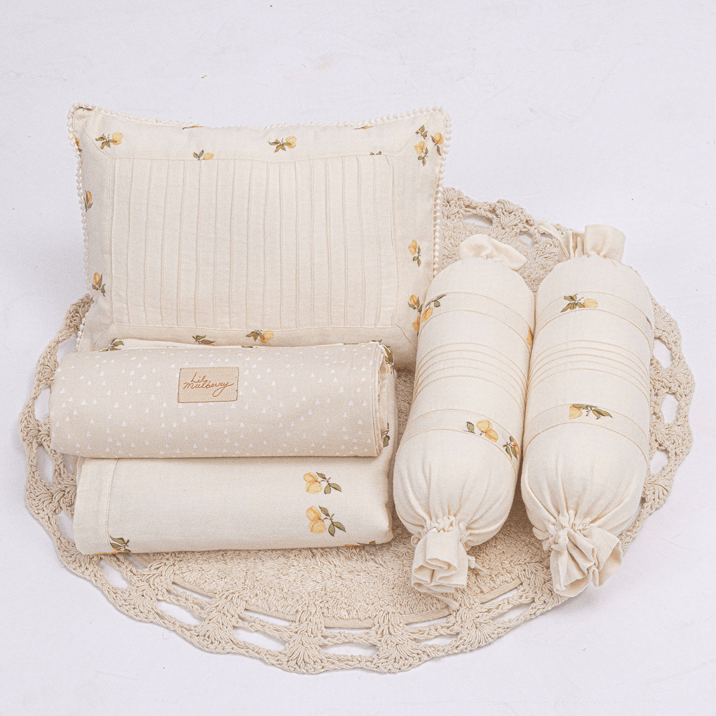 Peach Play Muslin Cot Bedding Set with blanket